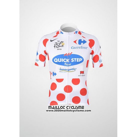 2010 Maillot Ciclismo Quick Step Floor Lider Rouge et Blanc Manches Courtes et Cuissard